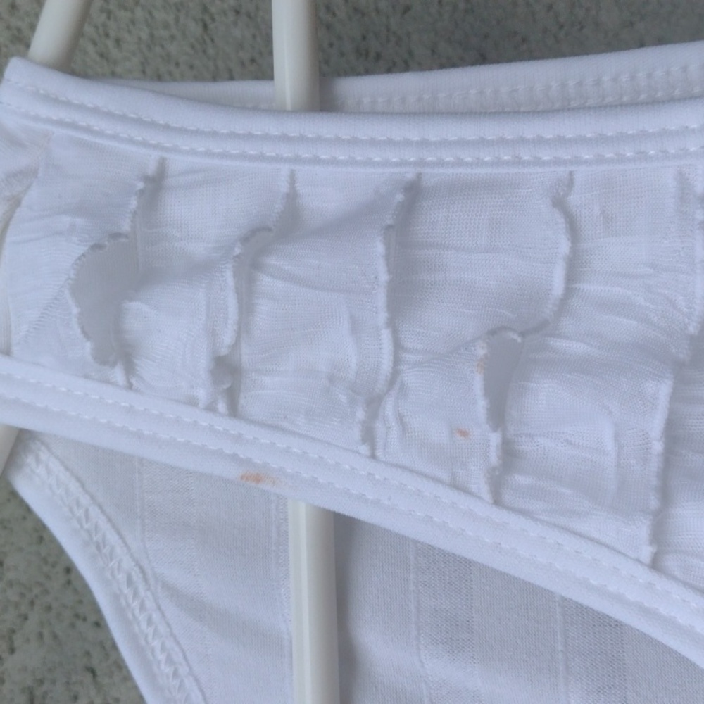 Travel Elements White Ruffled Tank Top L - Picture 4 of 7